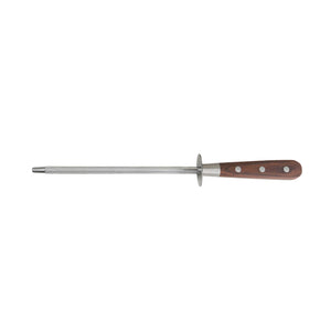 chaira afilador de cuchillos 8 pulgadas vista frontal mango madera