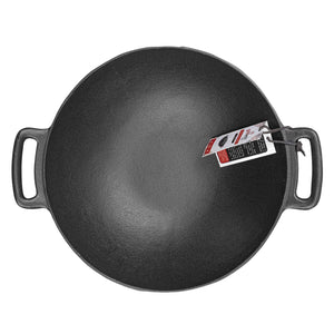disco wok fierro fundido vista desde arriba con etiqueta