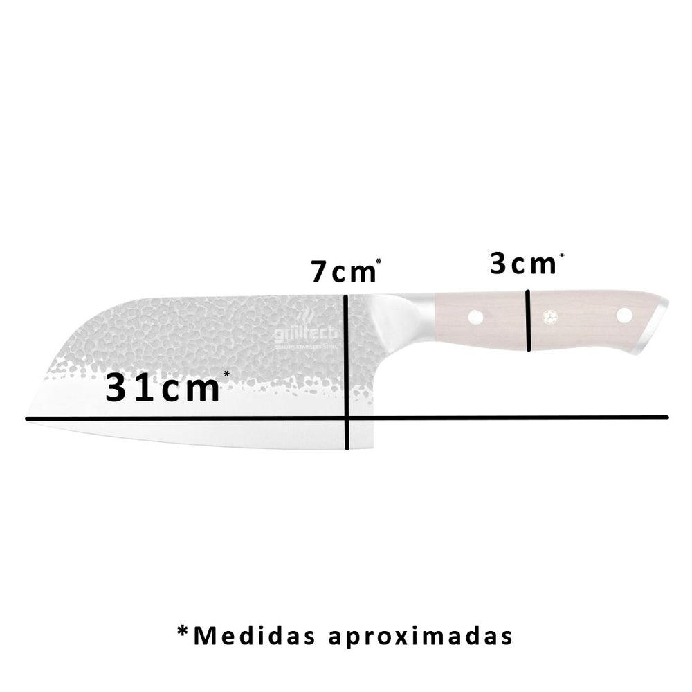 cuchillo machete amartillado ocho pulgadas vista frontal medidas aproximadas