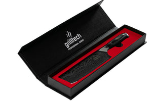 cuchillo machete 7 pulgadas en caja negra detalles rojos
