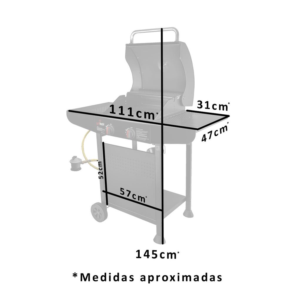 parrilla alerce vista frontal medidas aproximadas