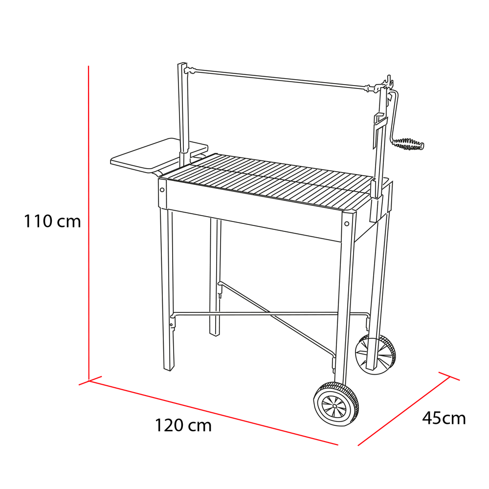 parrilla magallanica vista frontal medidas aproximadas