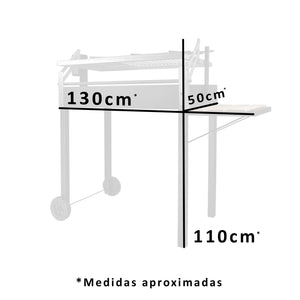 parrilla magallanica espiedo vista frontal medidas aproximadas